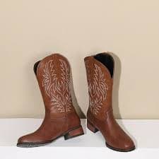 Womens Fashion Youth Casual Dress Pull On Block Chunky Heel Mid Calf Boots Party | eBay