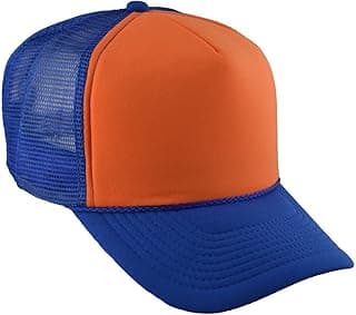 Royal Blue and Orange Industrial Mesh Trucker Style Cap Hat Caps Hats Adjustable