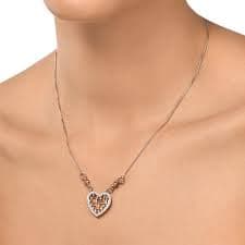 Buy Zaveri Pearls Rose Gold Cubic Zirconia Maze Heart Pendant Chain-ZPFK10714 Online