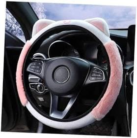 Chulian Cute Winter Warm Plush Auto Car Steering Wheel Cover for Women Girls Universal 15 inch Car Accessories Pink