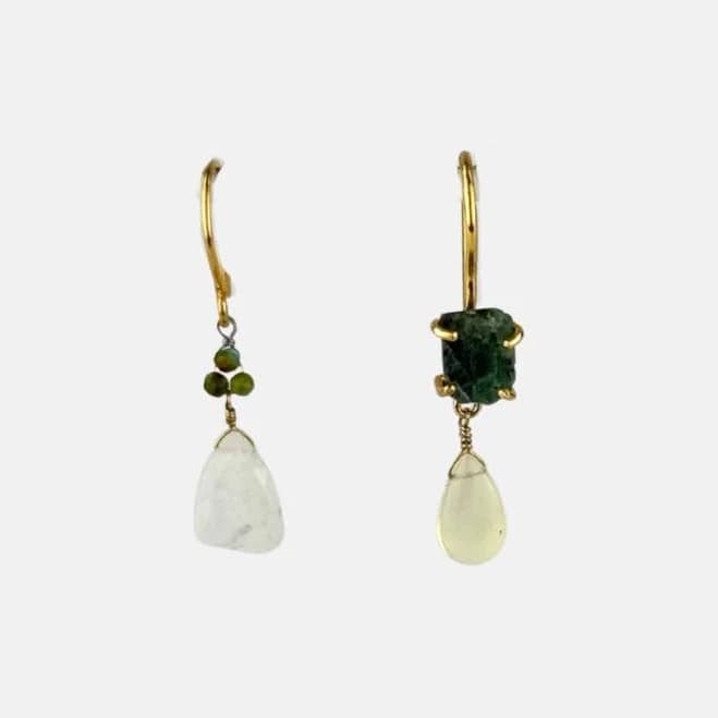Asymmetric Gemstone Drop Earrings