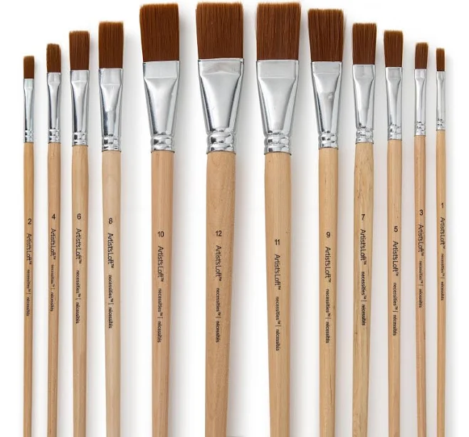 Brown Synthetic Flat Brushes by Artist's Loft Necessities Paint | Large | Michaels