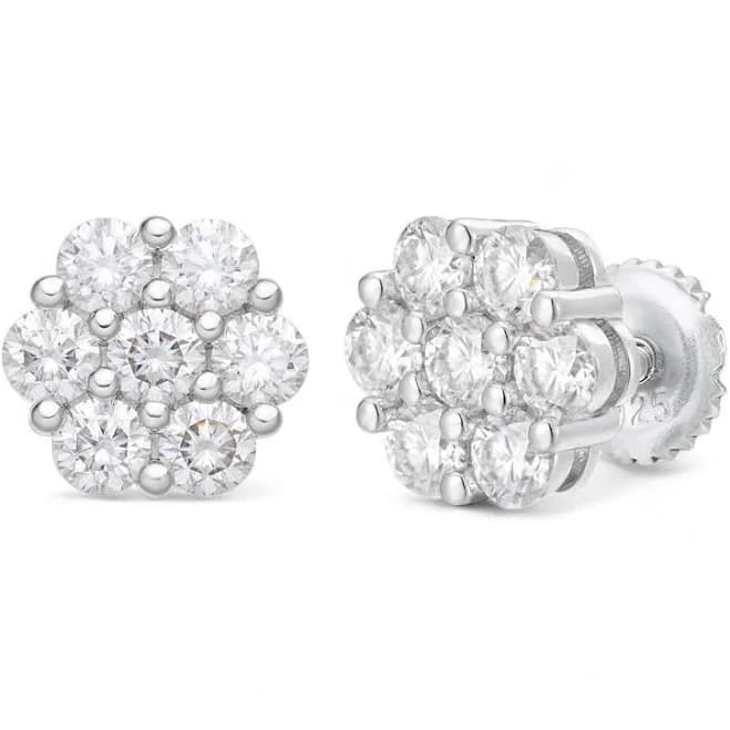 MOISSANITE Cluster Iced Out Honeycomb Set Earrings