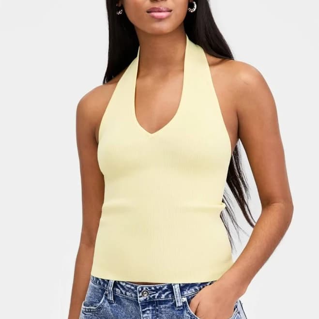 Bar III Women's Ribbed Halter Top