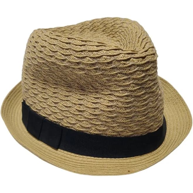 Apt 9 Womens Woven Straw Fedora Hat Tan With Black Band Size M
