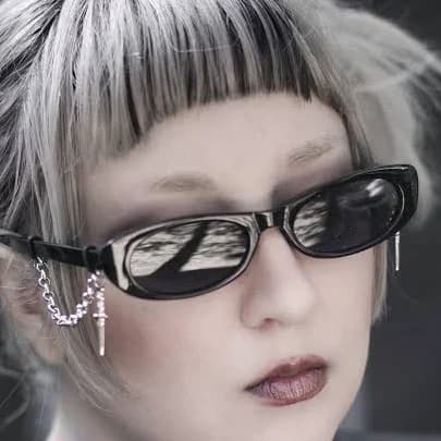 Gothic Oval Sunglasses with Chain & Dagger Charms