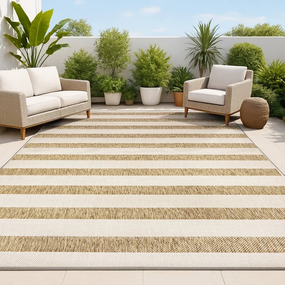 JONATHAN Y Aveiro Wide Stripe Indoor/Outdoor Area Rug