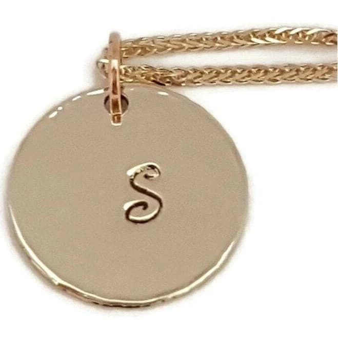 14K Gold Initial Charm Pendant Chain Necklace