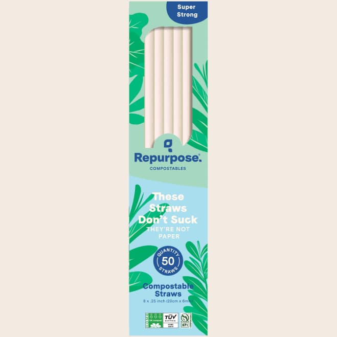 PHA Straws (50ct, 1-Pack) | Sip Sustainably | Plant-Based, Durable & Non-Toxic | Repurpose Compostables
