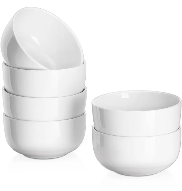 DOWAN 10 OZ Ice Cream Bowls - 4.25" Ceramic Dessert Bowls Set of 6 - Porcelain Small Bowls for Side Dishes, Ice Cream, Oatmeal, Fruit, Portion Control - Dishwasher Microwave Safe