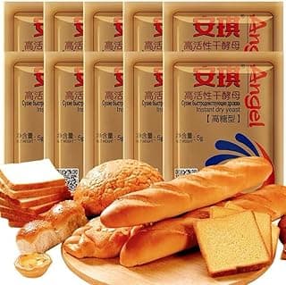 Instand dry Yeast, Angel, Mantou and steamed stuffed bun fermentation powder, Quick Rapid Rise Leavening Agent for Pastries,1.76ounce (5g * 10 bags) 安琪耐高糖酵母