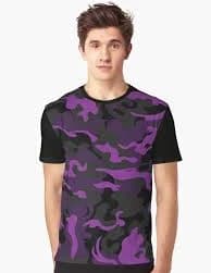 Camo Style - Black Purple Camouflage Graphic T-Shirt