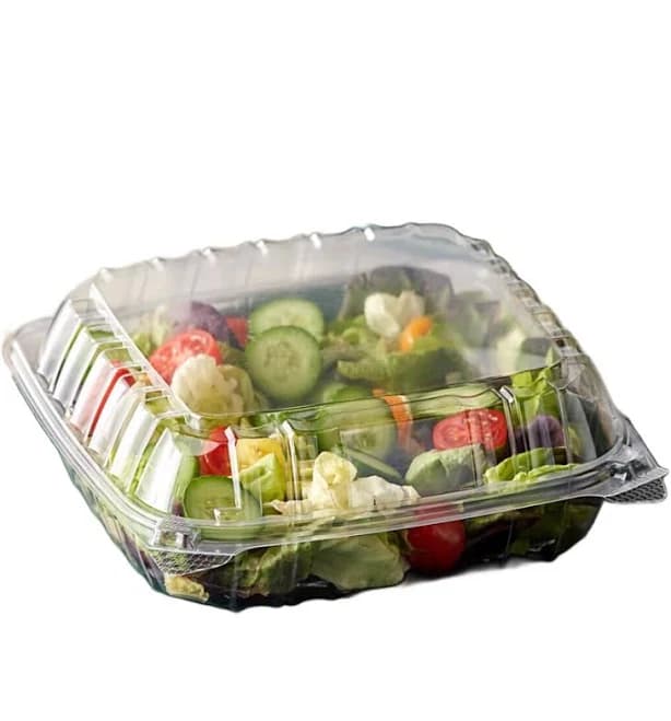 Tamper Tek 8 oz Rectangle Clear Plastic Container with Hinged Lid
