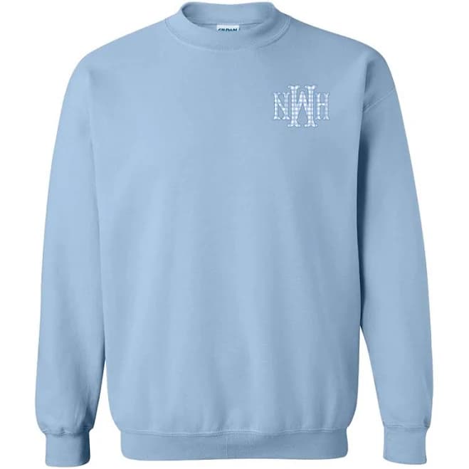 Gingham Fishtail Monogram Crewneck Sweatshirt