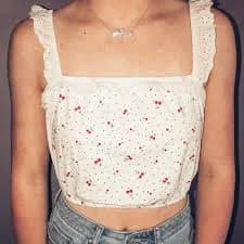 Forever 21 white and cherry patterned square tank