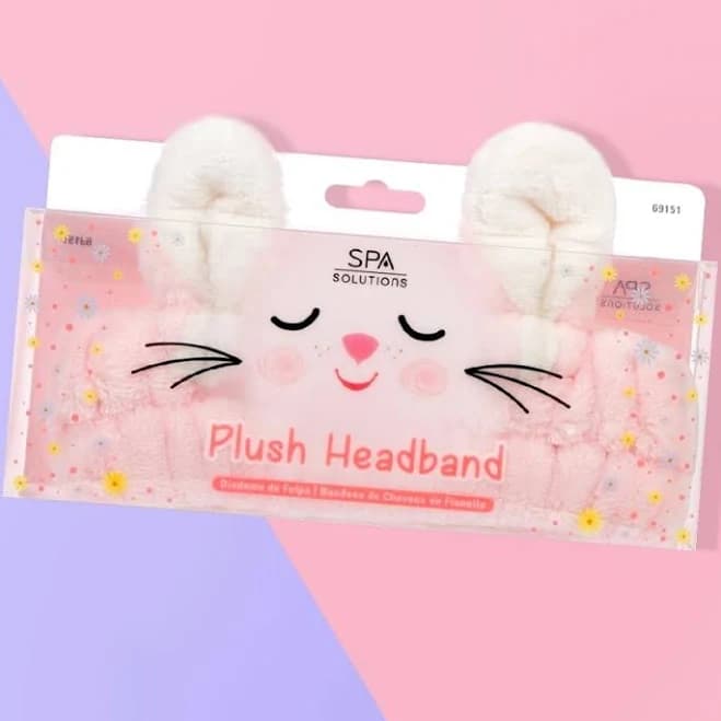 Pink Bunny Plush Facial Headband