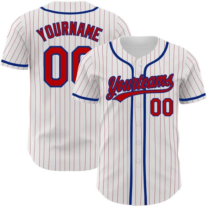 Red-Royal Men's Pinstripe Baseball Jersey