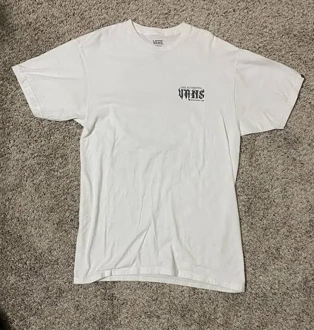 Vans White T Shirt With Graphic On The Back Size Large