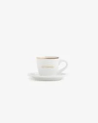 Aime Leon Dore “Café Leon Dore” Espresso Cup AND SAUCER: White Porcelain + Gold