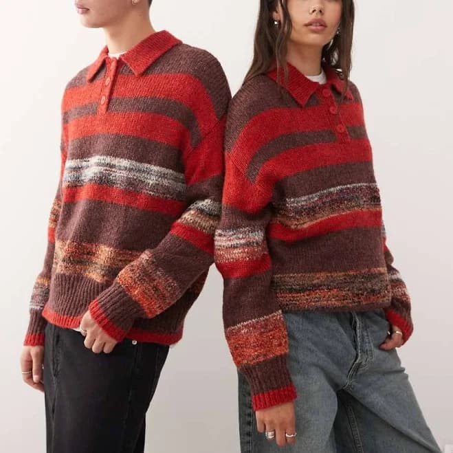 Reclaimed Vintage Unisex Knit Polo Sweater