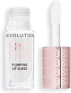 Revolution, Pout Bomb Plumping Lip Gloss, Buildable, High Shine for Hydrating, Plumping Finish, Buildable Color, Vegan & Cruelty-Free, Glaze Clear, 0.15 fl oz