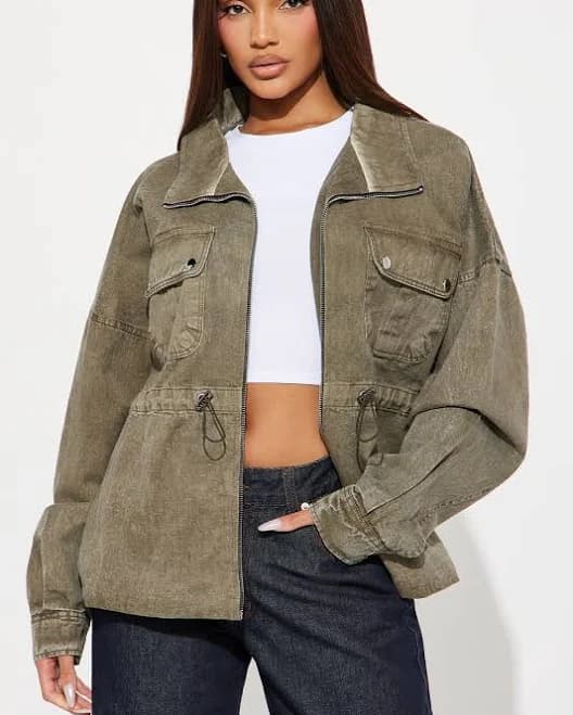 Fashion Nova Women's Rocky Washed Utility Jacket