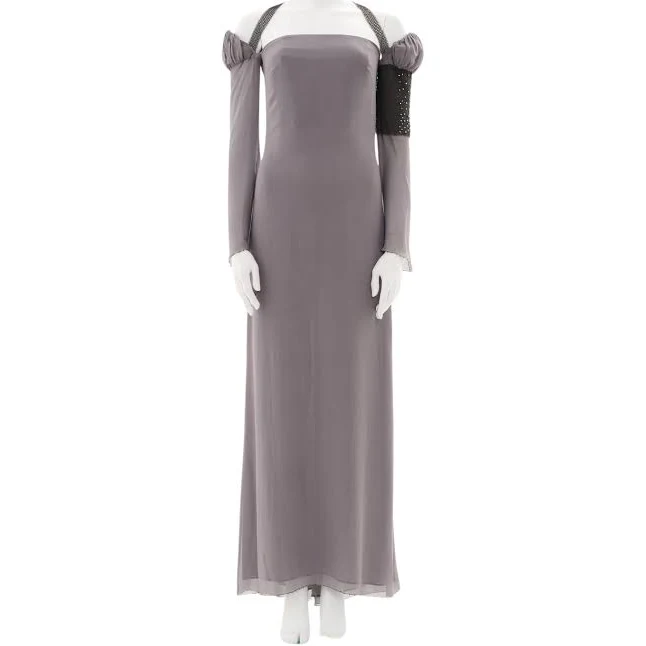 Gianni Versace Couture F/w 1998 Steel Grey Silk And Chainmail Evening Dress