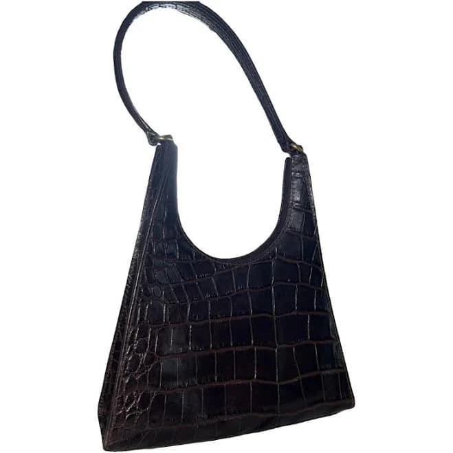 Staud Bags Staud Rey Croc Embossed Women's Leather Shoulder Bag Cream