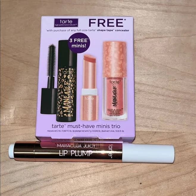 Tarte Makeup | Tarte Must-Have Minis Trio With Mascara And Lip Plump | Color: Pink | Size: Os | Nowolf25's Closet