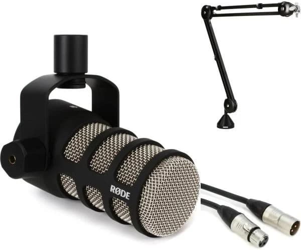 Rode PodMic Dynamic Broadcast Microphone and Boom Arm Bundle