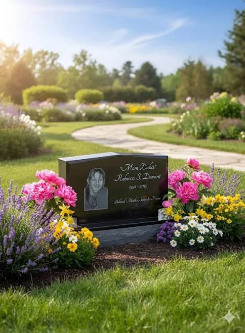 Custom Black Granite Memorial Stone | Laser Engraved Cemetery Headstone for Pet or Loved One