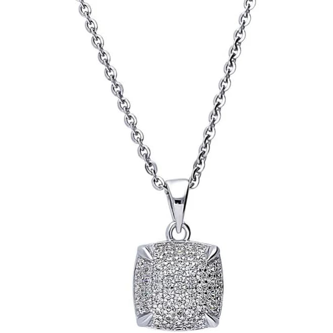 BERRICLE Women's Sterling Silver CZ Square Pendant Necklace