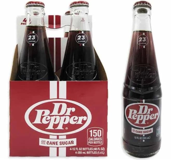 Dr Pepper Cane Sugar 12 Oz 4 Pack Glass Bottle - Blooms Candy & Soda Pop Shop