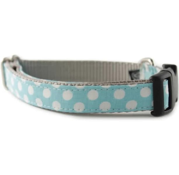 Blue Dog Collar - Light Blue White Polka Dot Dog Collar - Ice Blue Dot Dog Collar - boy dog collar - girl dog collar