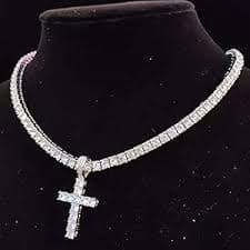 Razered Men Women Hip Hop Cross Pendant Necklace with 4mm Zircon Tennis Chain Iced out Bling Necklaces HipHop Jewelry Fashion Gift - gold Rope chain - 16inch(40cm) | Amazon.com