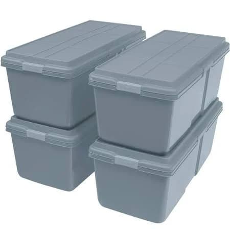 Hefty Smoke Blue Garage Storage Tote Set of 4