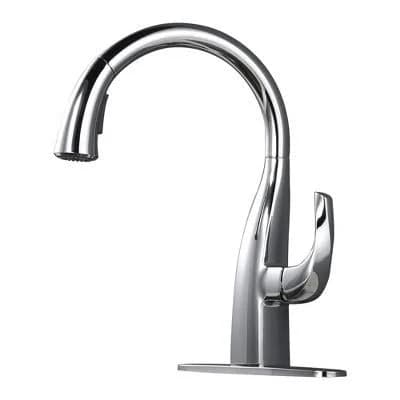 WOWOW Single Handle Gooseneck Pull Down Sprayer Kitchen Faucet