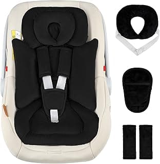 Infant Car Seat Insert with Removable Head Support, Dual-Sided Baby Car Seat Cushion for Preemies & Newborns - Universal Head & Body Support for Car Seat, Stroller & Swing(Black)