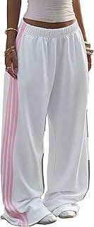 Womens Wide Leg Track Pants Side Strpied Baggy Sweatpants with Pockets