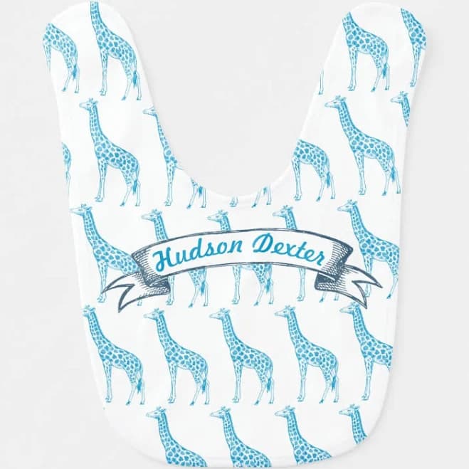 Aqua Blue Giraffe Lil' Man Baby Boy Baby Bib