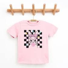 The Juniper Shop Checkered Groovy Bunny Toddler Short Sleeve Tee - 5T - Pink : Target