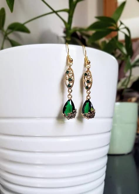 Handmade Water Drop Earrings with Cubic Zirconia