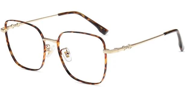 Firmoo Tortoise Gold Square Prescription Glasses Metal Frame M93552
