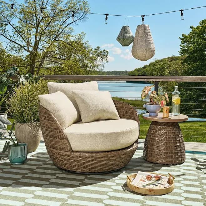 Drew Barrymore Porcini Outdoor Swivel Chair