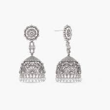 Buy Pusp Antique Silver Jhumka Earrings | Tarinika