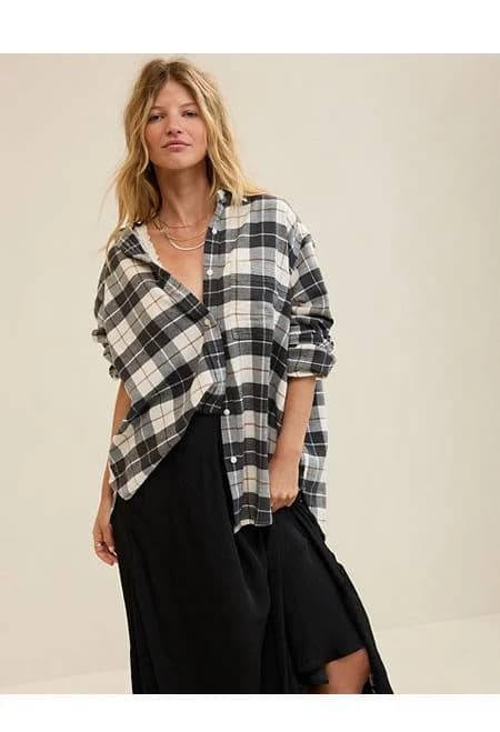Aerie Women's Anytime Fave Flannel Button Down Shirt