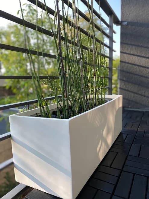 Belmont Rectangle Modern Planter Box - White. Made from hand laid fiberglass. For Indoor and outdoor garden use. Various sizes available.