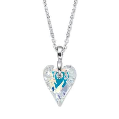 Aurora Borealis Crystal Heart Pendant Necklace