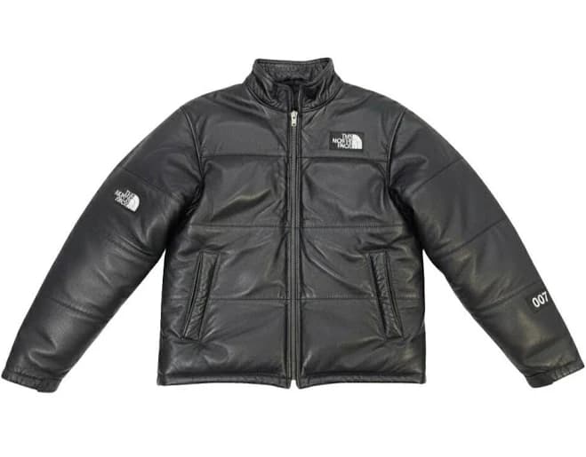 The North Face Black Leather Puffer Jacket - Warm Winter Outerwear | Classic Leather Quilted Coat