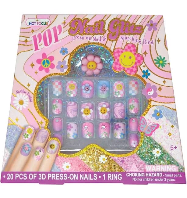 Hot Focus Pop Nail Glitz Groovy Flower